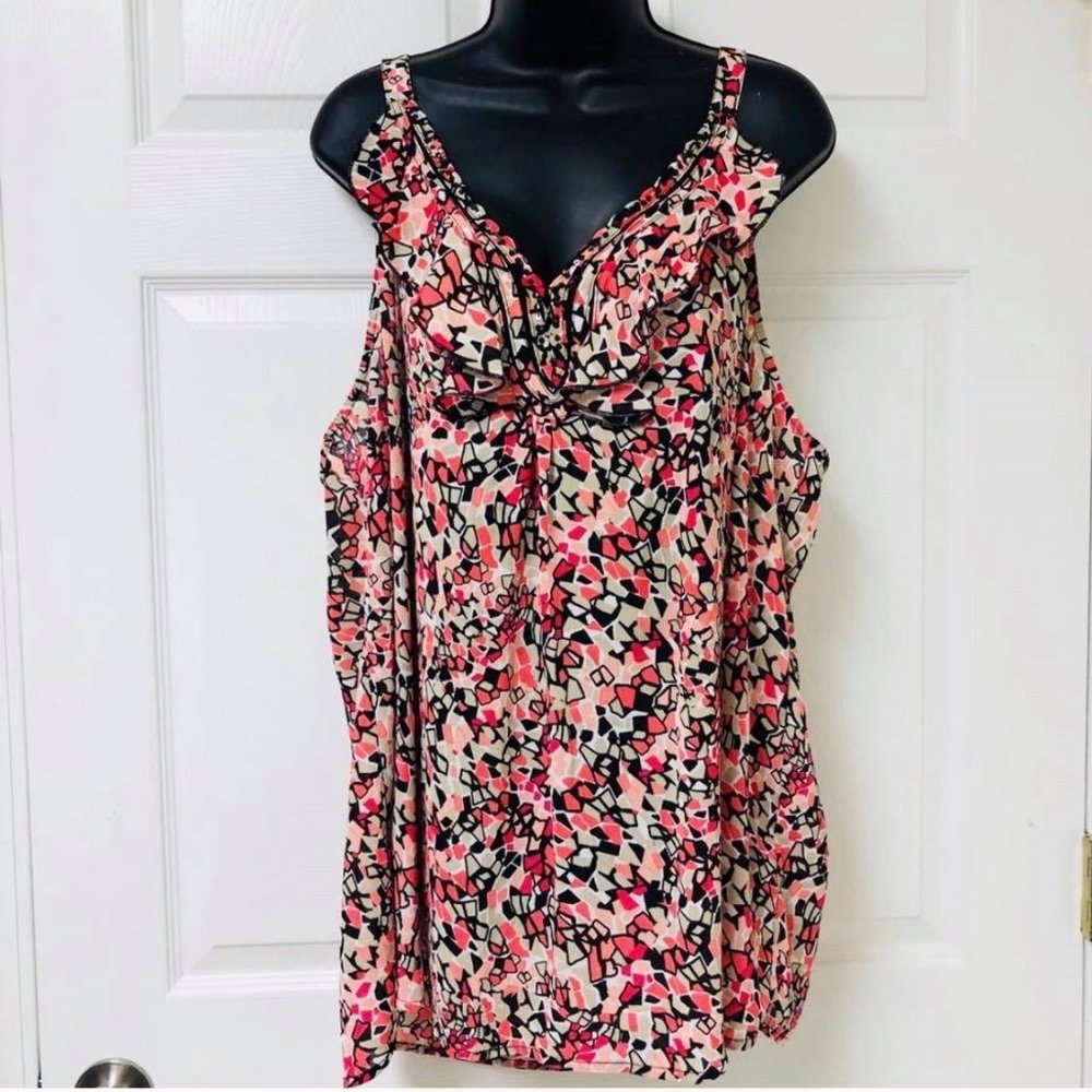 Avenue Pink, Black and Tan Tank Top